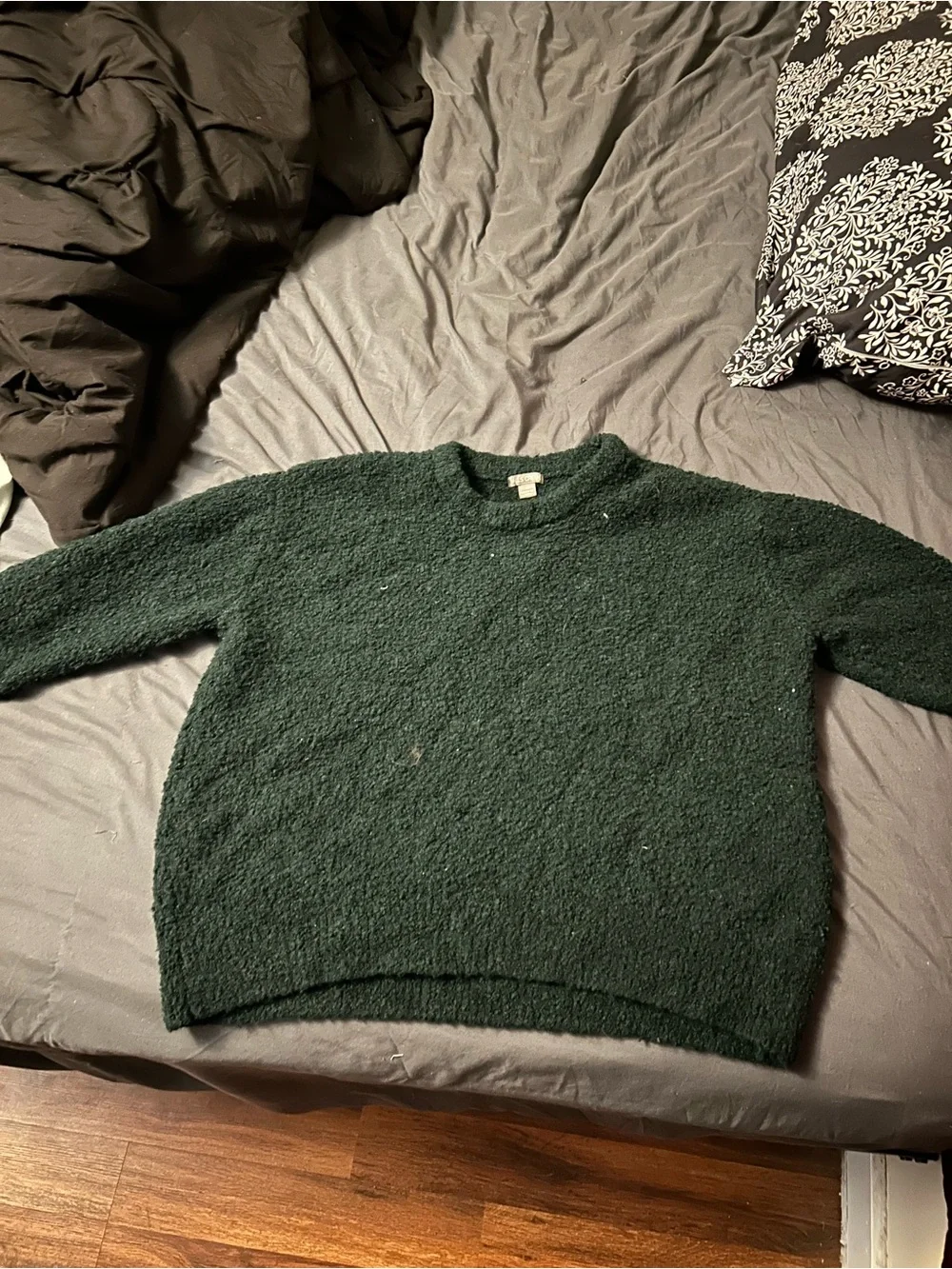 Falls Creek Dark Green Bouclé Crewneck Sweater - Women